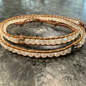 New Leather Wrap Beaded Bracelet with Horseshoes